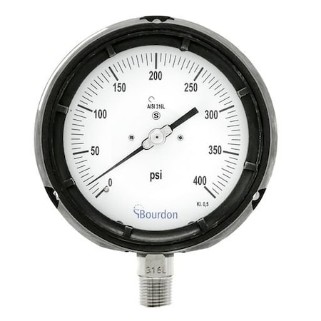 Bourdon 4.5 in. 0/400 PSI 1/2 in. NPT LM BH2 AHG6-A62.H26